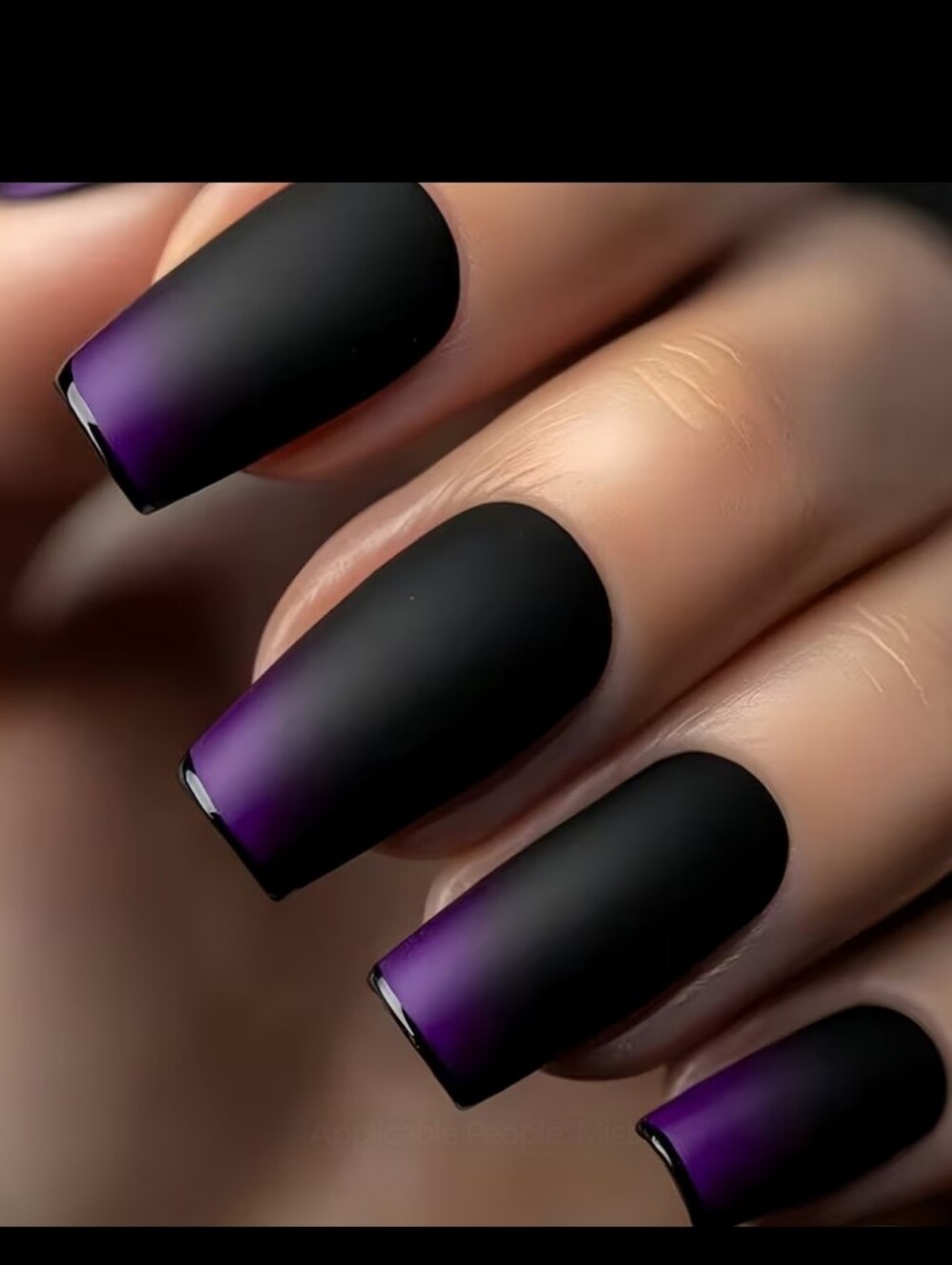 🔥3/$21 Matte Black with Purple Ombre Press On Nail Set
